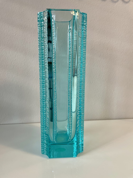 Image 1 of Seltene Beryl Kunstglas Vase von Milos Philip für Skrdlovice