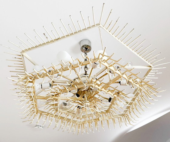 Image 1 of Weelderige kroonluchter van Paolo Venini voor Vivarini, Muranoglas/Prismaglas, Italië, jaren 70, op maat gemaakt