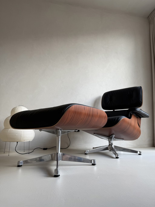 Vitra Eames Lounge Chair XL + Ottoman Palisander Nero Premium Leather noir
