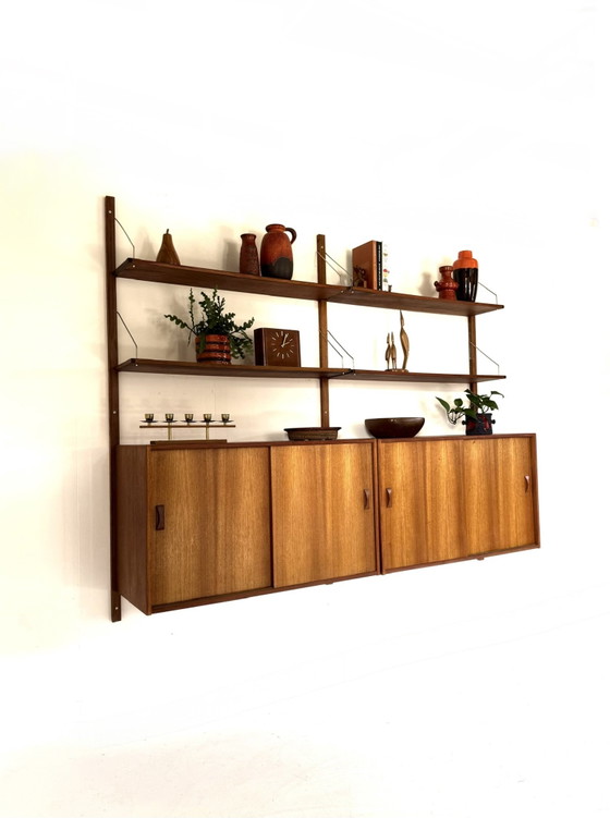 Image 1 of Vintage teakhouten modulair wandsysteem, denemarken ‘60