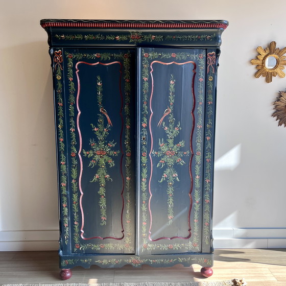 Image 1 of Antieke Biedermeier kast Hindelooper folklore schilderkunst