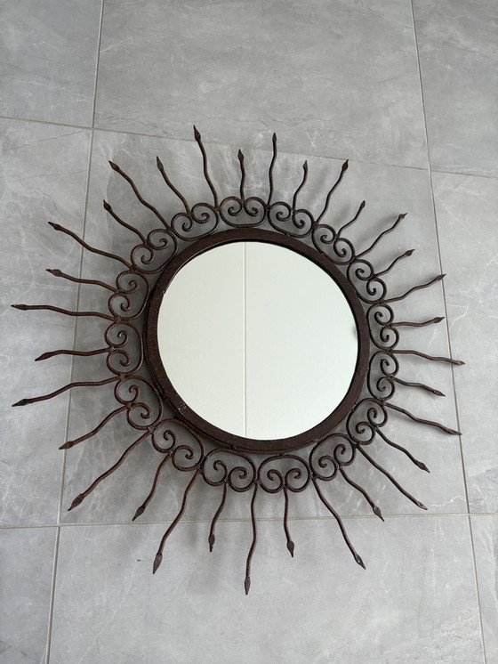 Image 1 of Smeedijzer zonspiegel vintage 