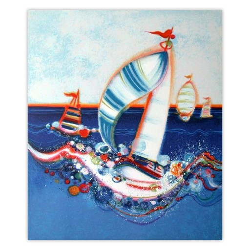 Frédéric MENGUY 1992 - Régate I Lithographie signée 1992