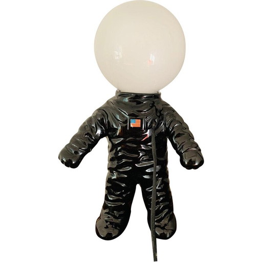 Astronautenlampe aus schwarzer Keramik, 1980