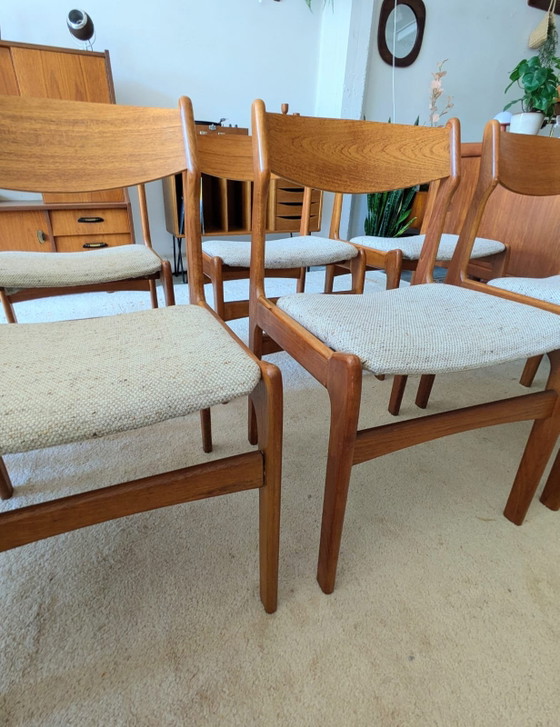 Image 1 of Ensemble vintage de 6 chaises de salle à manger danoises en teck