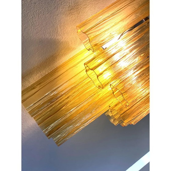 Image 1 of Aplique de pared artesanal de cristal de Murano color ámbar – Estilo Tronchi Venini