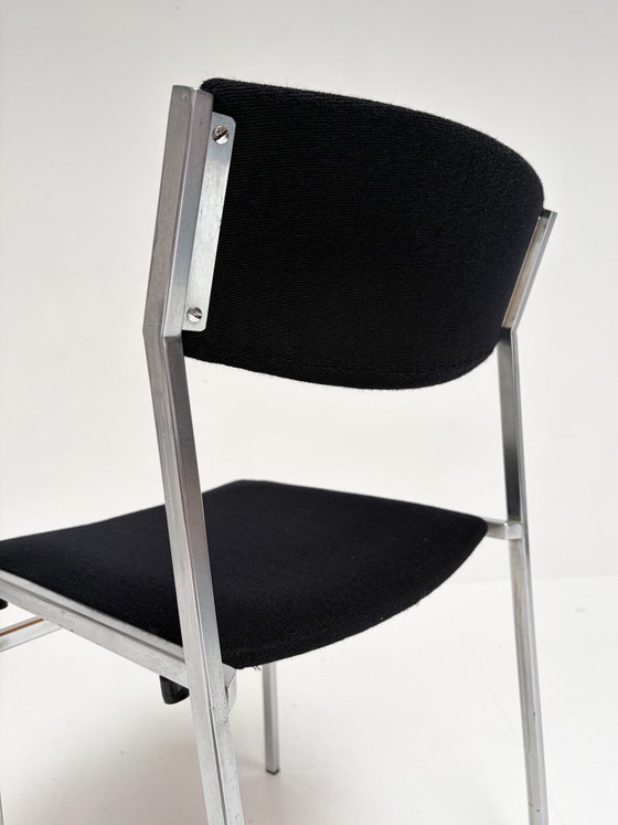 Lot de 4 chaises empilables Gijs van der Sluis, années 1970 – Chaises de salle à manger, Textile (photo 10 of 12)