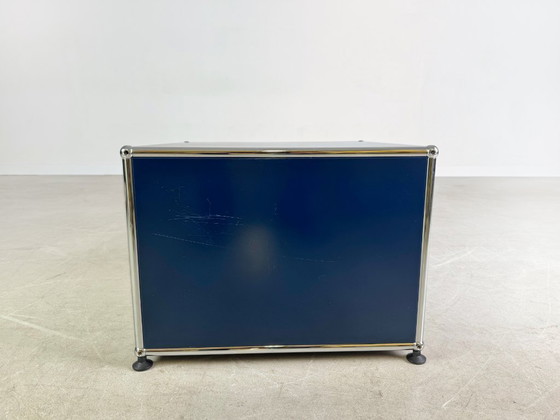 Image 1 of USM Haller coffee table Fritz Haller steel blue side table sideboard