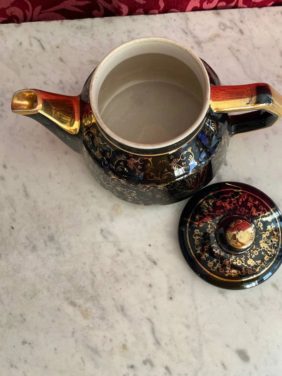 Black Lacquered Porcelain Coffee Pot with Gold Scrollwork Decoration – Decorative Objects (photo 3 of 6)