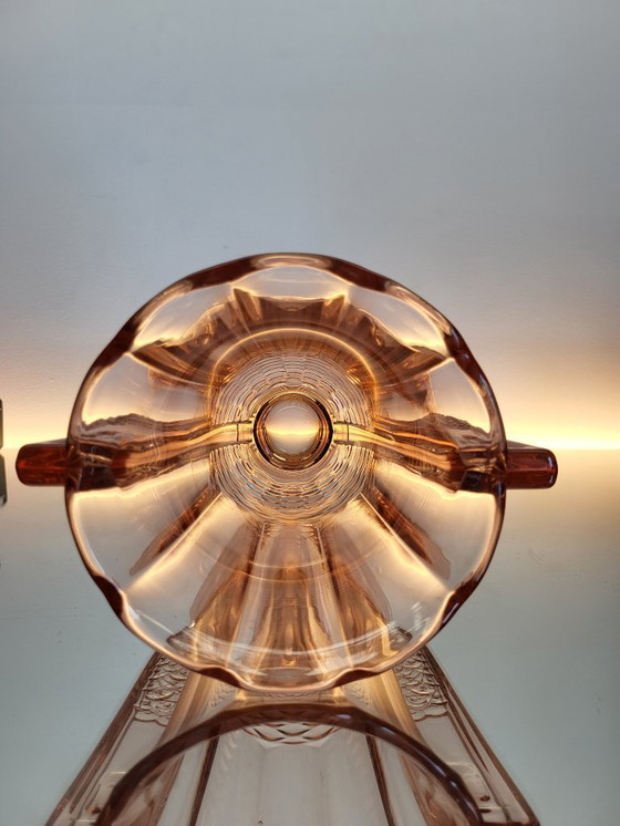 Image 1 of Jarrón Art déco Val Saint Lambert, serie Luxval modelo Romeo, color rosa, Bélgica