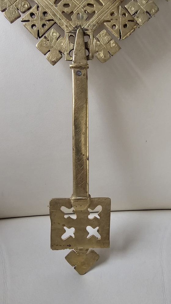 Image 1 of Authentic Ethiopian Coptic priest's hand cross (41 cm) – hand-forged brass