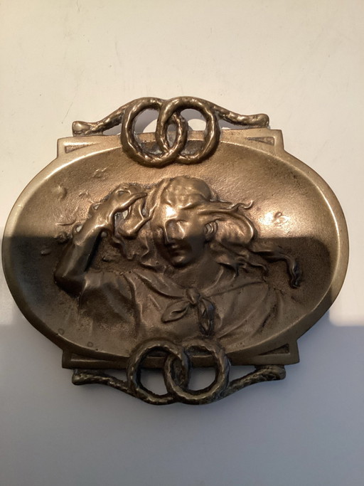 Prachtige Antieke Art Nouveau Vide-poche/Bronzen Schaaltje (17cm)