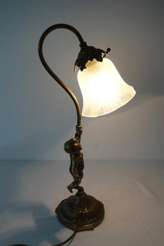 Image 1 of Art Deco brass cherub or angel lamp