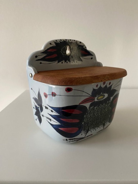 Image 1 of Saliera da parete vintage Royal Copenhagen / Alumnia con coperchio "Crazy Bird"