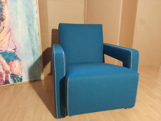 Image 1 of Cassina Utrecht 637, nueva, nunca usada, en tela de lana azul petróleo (serie 13L), costuras de caballo