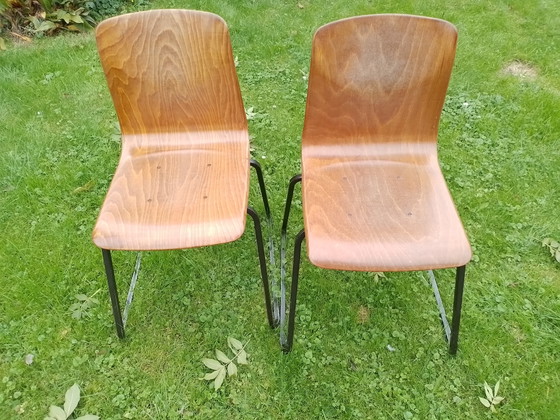 2 x Thur-op-seat plywood chairs – Dining chairs, Metal (photo 2 of 8)