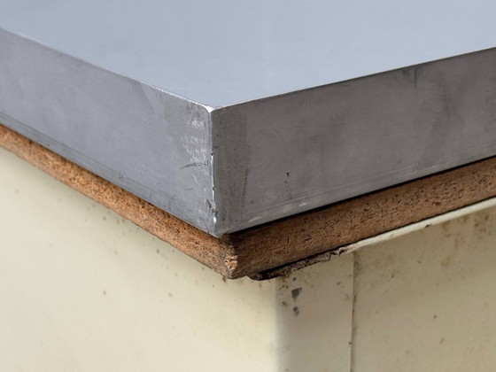 Image 1 of Industriële dressoir met roestvrijstalen blad, authentiek studio meubilair uit de jaren 50