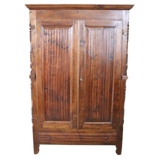 Armoire ancienne en bois de peuplier massif, Italie 19ème siècle