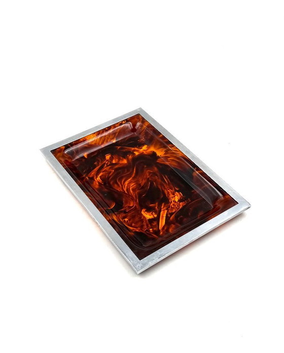 Image 1 of Hollywood regency brass and tortoiseshell lucite tray, Italy 1970s