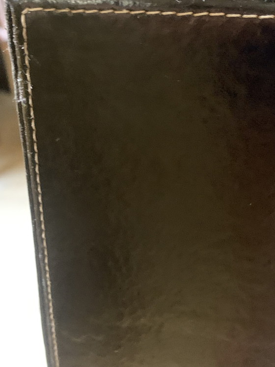 Large vintage trapezoidal wastepaper basket in the style of Jacques Adnet – – Decorative Objects, Wood, Skai (photo 5 of 10)