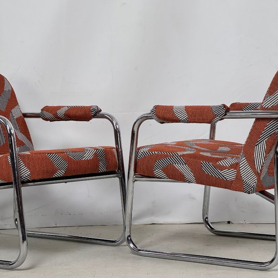 Image 1 of Bauhaus-Style Reupholstered Armchairs, 1990s