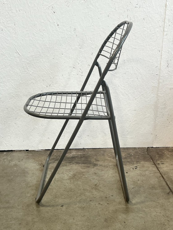 Image 1 of Sedia vintage pieghevole grigia/sedia in filo metallico, Niels Gammelgaard per IKEA, anni '80