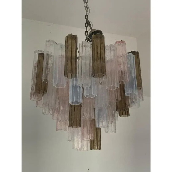 Image 1 of Lustre Spoutnik de luxe en verre de Murano – Tronchi multicolore de style Mazzega