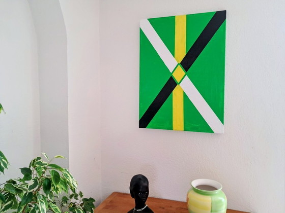 Image 1 of Enzo SAN MARCO - Essential colors on a green background - Artist's painting