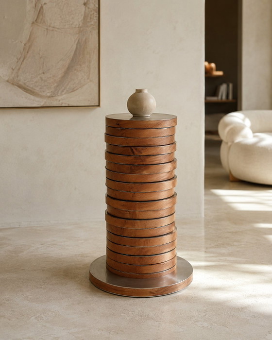 Rare Transformable Design Sculpture – Sculptural Wood & Metal Statement Piece – Decorative Objects, rvs (photo 4 of 7)