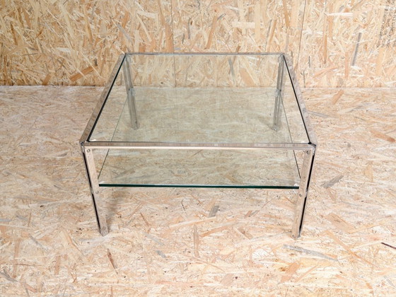 Image 1 of Table basse vintage en chrome et verre des années 1970