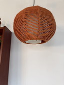 Suspension vintage en sisal des années 70