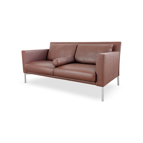 Original Walter Knoll Jason Sofa Couch Design Two-Seater Leather Li – 2 seaters, Metal (photo 4 of 10)