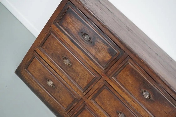 Image 1 of Armoire d'apothicaire/classeur ancienne en chêne et bois fruitier français, début du XXe siècle