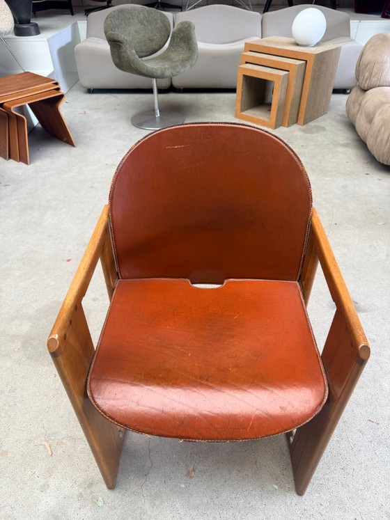 Sedia Vintage B&B Italia Dialogo Afra & Tobia Scarpa – Poltrone, Leather, Wood (photo 5 of 13)