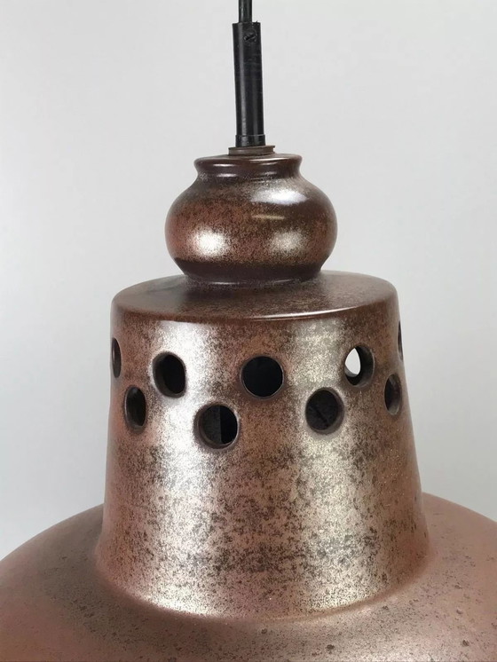 Image 1 of Lampada da soffitto in ceramica anni '60 e '70, stile Space Age, marrone