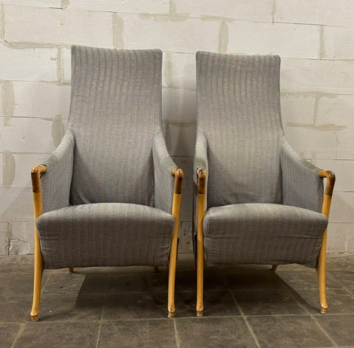 Giorgetti Progetti 63240 # Umberto Asnago Años 80 – fauteuils, Textile, Wood