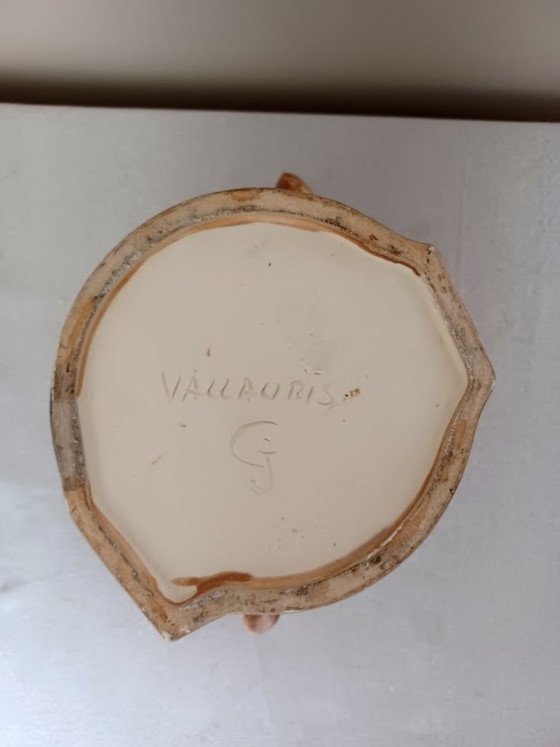 Image 1 of Pot de fleurs vintage Vallauris - Grandjean-Jourdan - Faux Bois