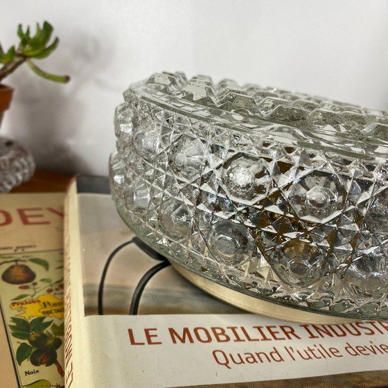 Applique Murale Ronde Plafonnier en Verre Pointes de Diamant Vintage 1970 1980 – Appliques murales, Glass (photo 5 of 9)