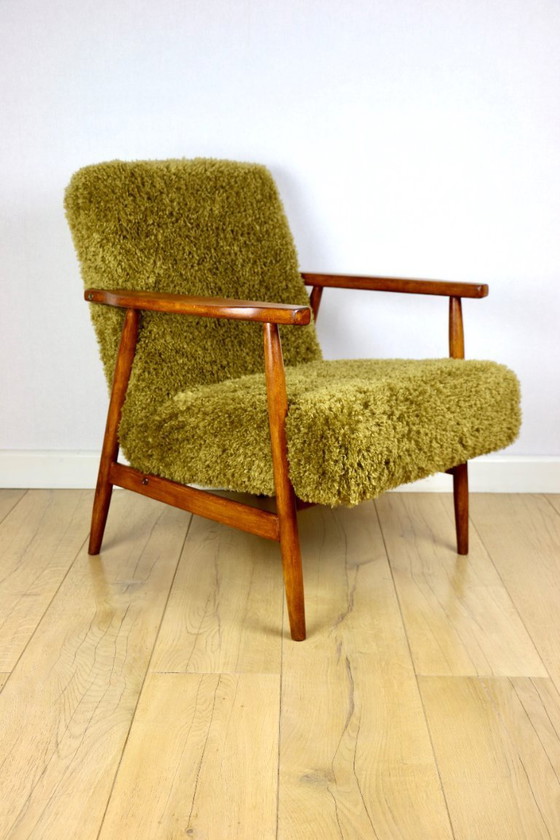 Image 1 of Vintage armchair, 1970s, fox - high pile Camel Olive Dark Khaki
