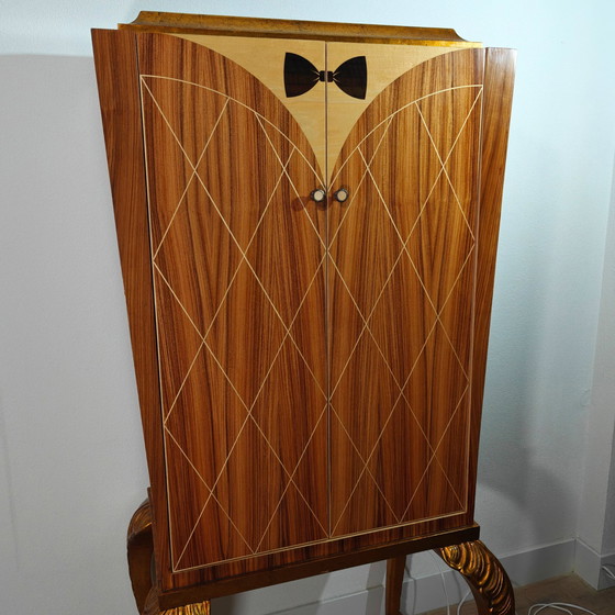 Image 1 of Elegante mueble bar estilo smoking con iluminación de Jansen Furniture: palisandro y arce, pan de oro