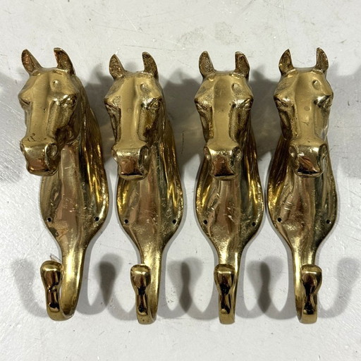Brass horse head coat hooks 1960's