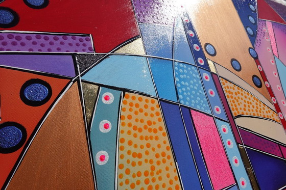 Image 1 of Kubisme A1362 - Abstract schilderij XXL