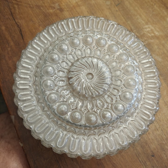 Image 1 of Vintage plafondlamp uit de jaren 70 van geperst glas | Wandlamp van getextureerd glas | Mid-century modern