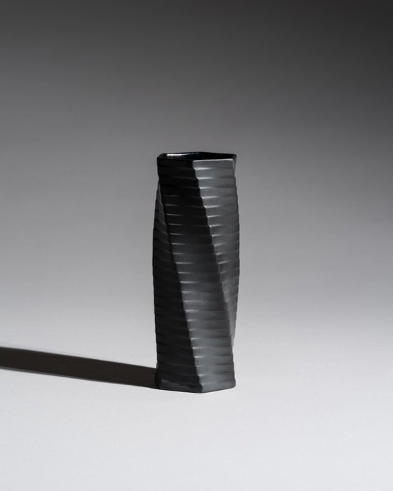 Image 1 of Vintage ROSENTHAL WERNER UHL Vase Duo Bisque Porcelaine Noire PISA 20 cm & 23 cm