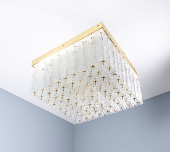 Image 1 of Lampada da soffitto Bohemian in vetro testurizzato e ottone, anni '60