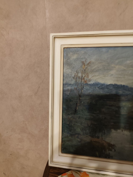 Beautiful vintage oil painting, Art, Wood, Canvas, Blue (photo 3 of 8)