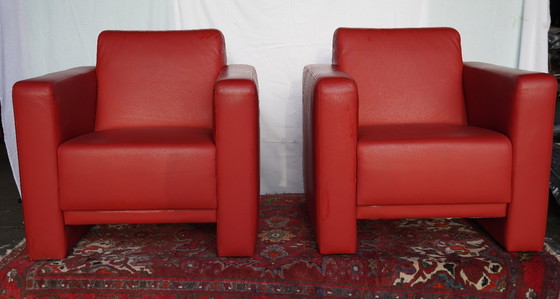 Image 1 of Poltrona Montèl in pelle rossa, 2 posti disponibili