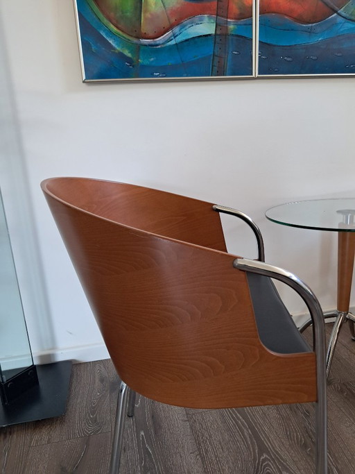 Zitgedeelte met tafel – fauteuils, Leather, Wood (photo 2 of 5)