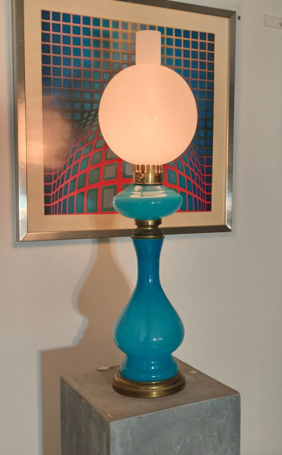Lampe vintage verre opalin 1960s style Napoléon 3 (photo 11 of 11)