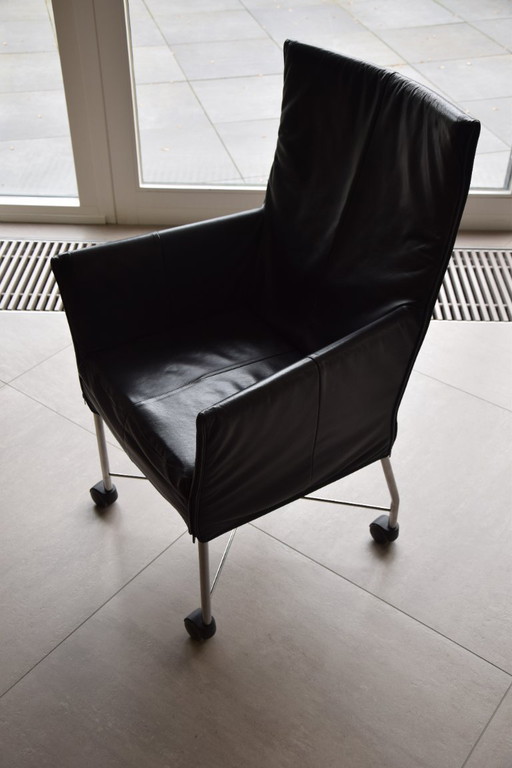 Sei sedie da pranzo, materiale pelle, colore antracite